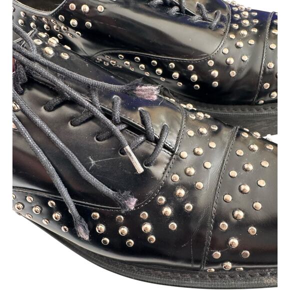 Stuart Weitzman Black Studded Patent Leather Platform Oxfords SW 88216 size 9 - Picture 9 of 16